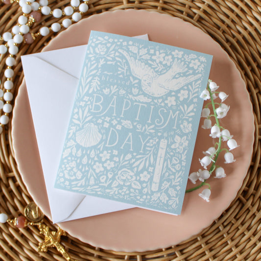 Blue Baptism Greeting Card