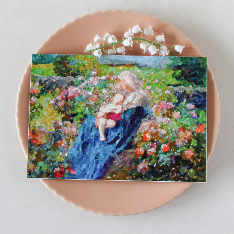 Our Lady Among the Flowers Catholic Art Print - Shepherd Me Shop