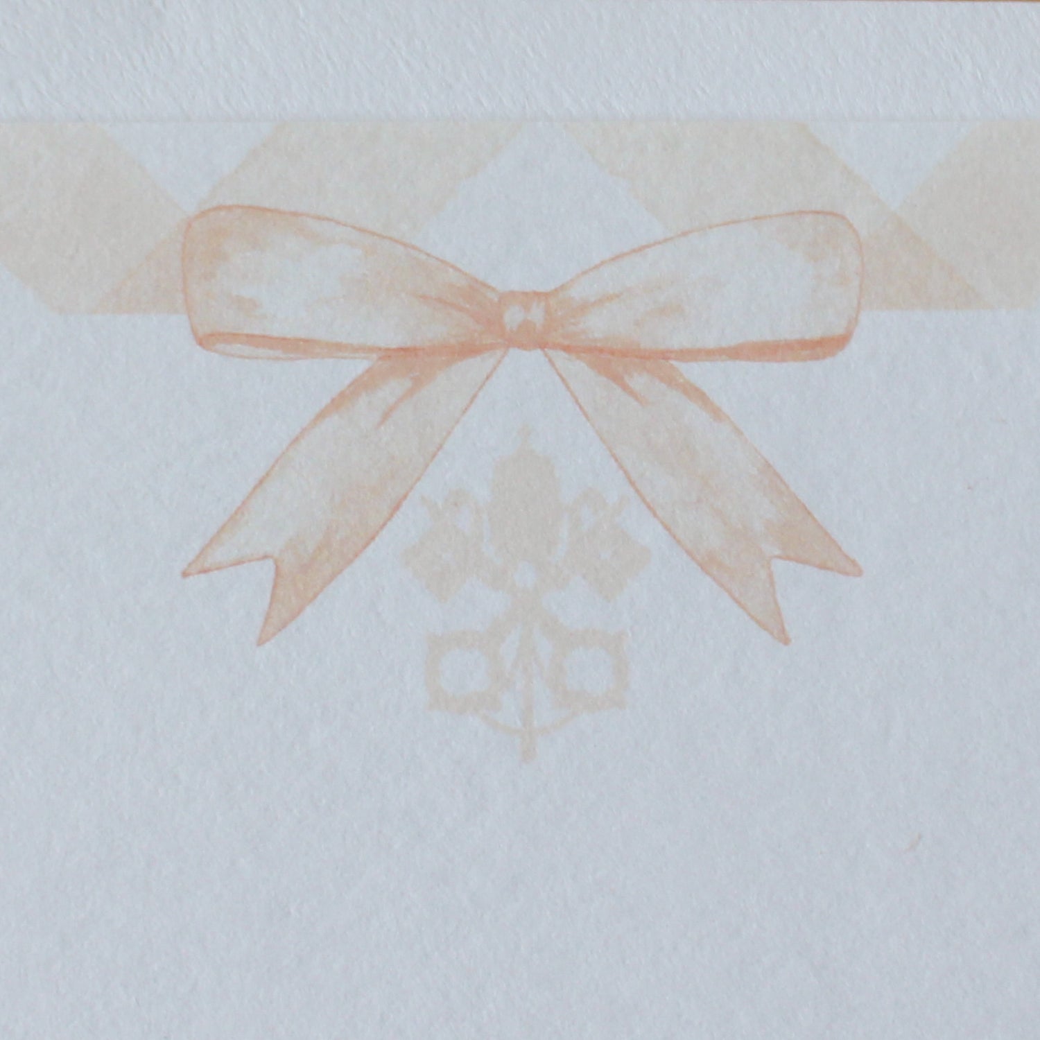 Catholic Church Crest with Ribbon, Stationery Set, Pack of 10: Pink - Shepherd Me Shop