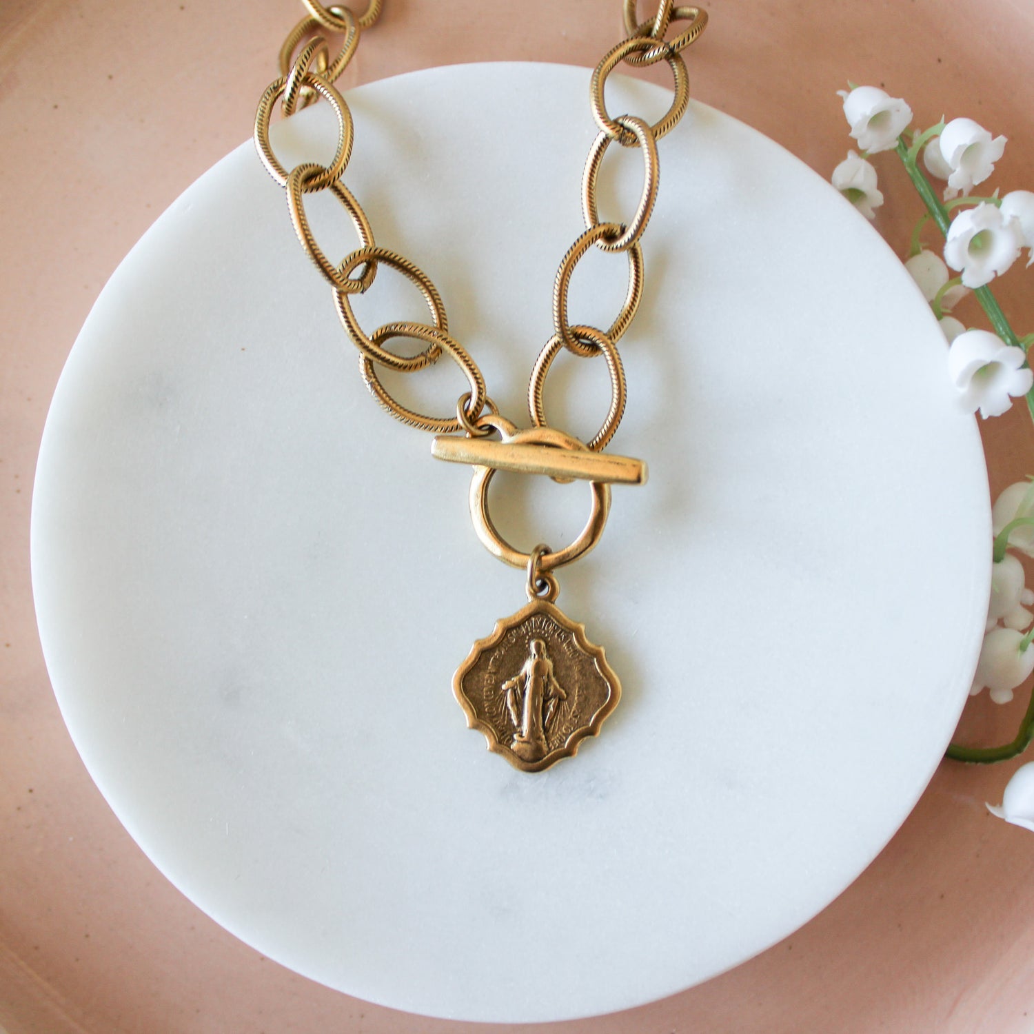 Antique Gold Mary Necklace