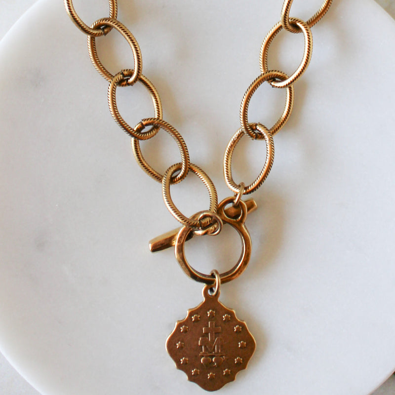 Antique Gold Mary Necklace - Shepherd Me Shop