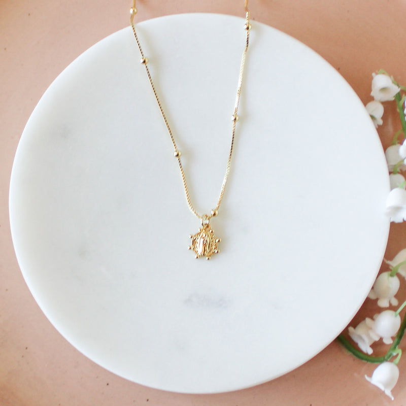 Dainty Gold Mini Mary Pendant Necklace - Shepherd Me Shop