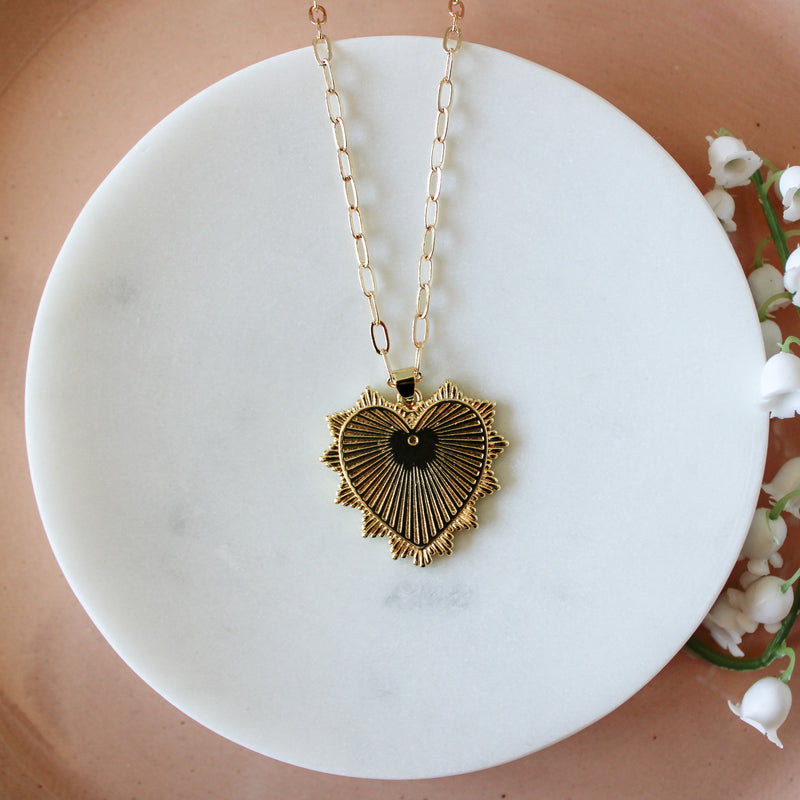 Abide Heart Charm Paperclip Necklace - Shepherd Me Shop