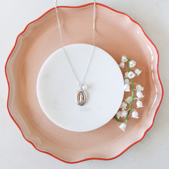 Miraculous Medal Necklace: Sterling Silver - Shepherd Me Shop