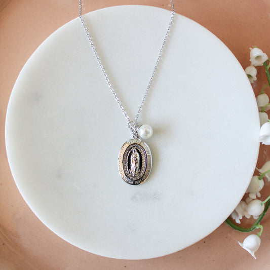Miraculous Medal Necklace: Sterling Silver - Shepherd Me Shop