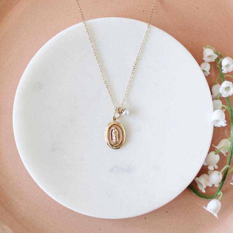 Miraculous Medal Necklace: Gold - Shepherd Me Shop