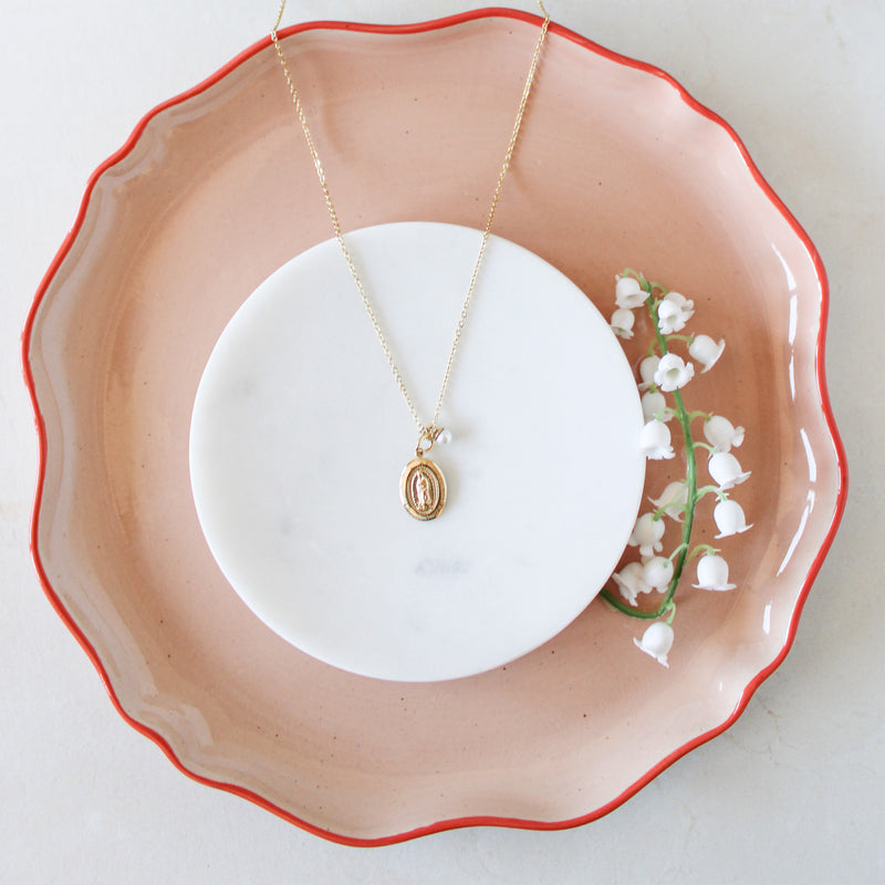 Miraculous Medal Necklace: Gold - Shepherd Me Shop
