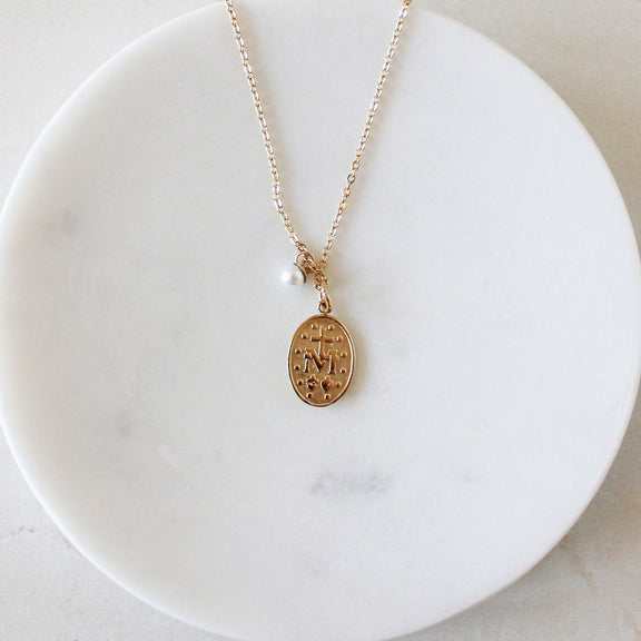Miraculous Medal Necklace: Gold - Shepherd Me Shop