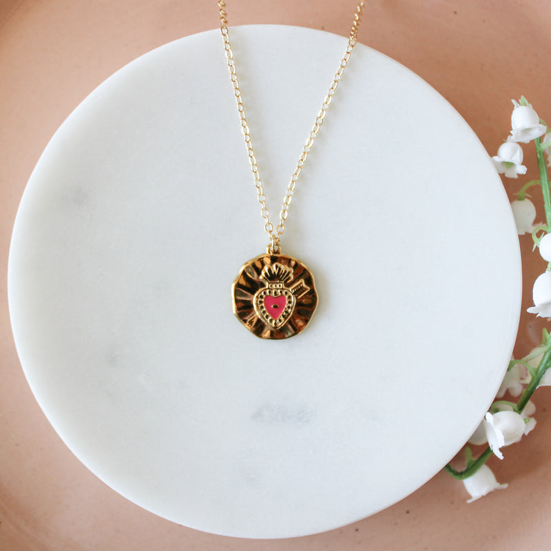 Gold Sacred Heart Necklace - Shepherd Me Shop