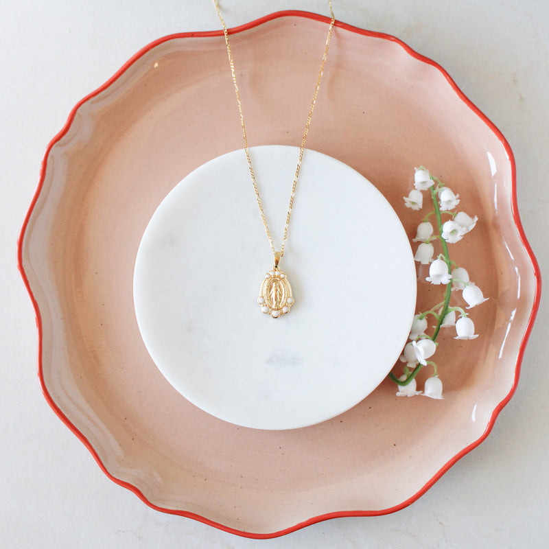 Miraculous Mary with Pearls Catholic Necklace - Shepherd Me Shop