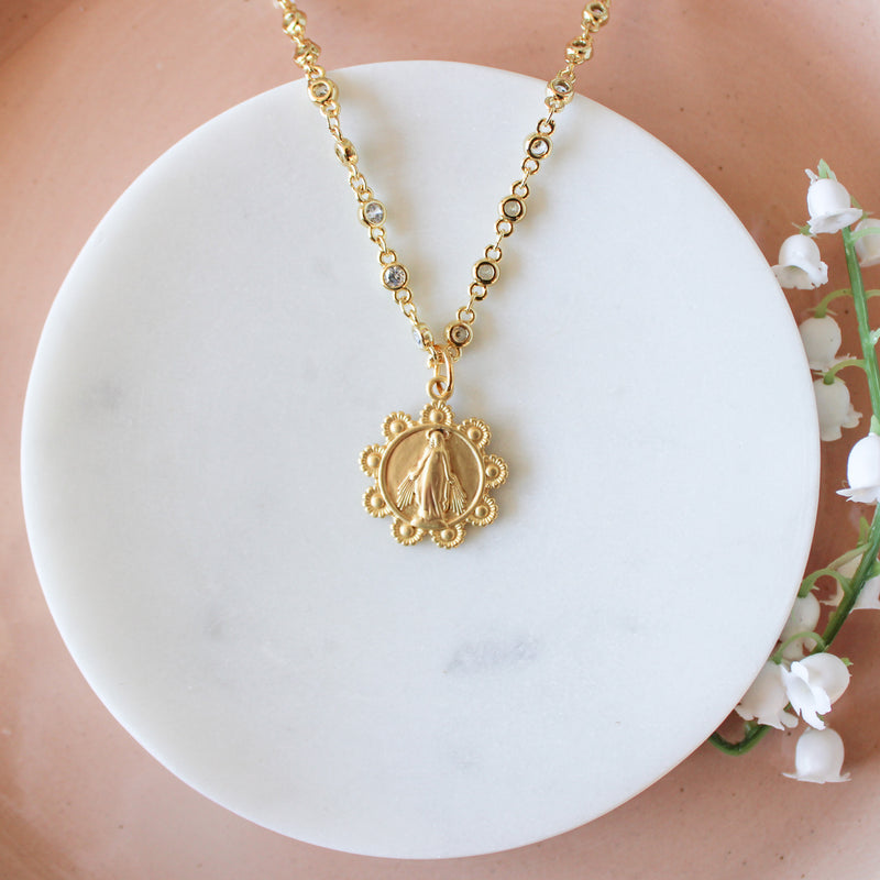 Scalloped Blessed Mother Pendant - Shepherd Me Shop