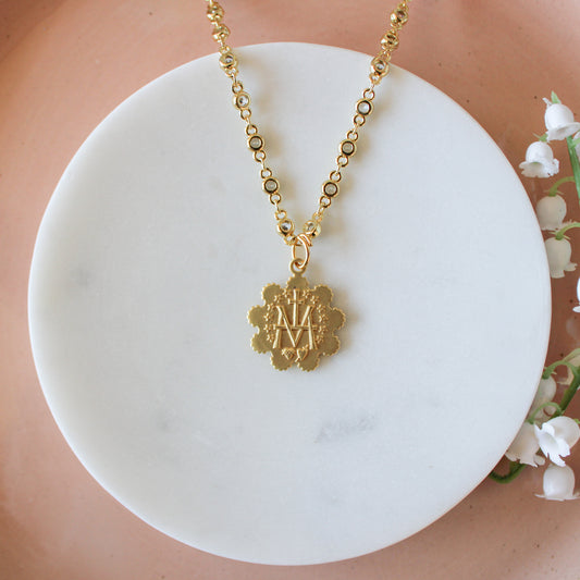 Scalloped Blessed Mother Pendant - Shepherd Me Shop