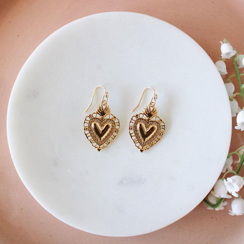 Flame of Love Sacred Heart Catholic Earrings - Shepherd Me Shop