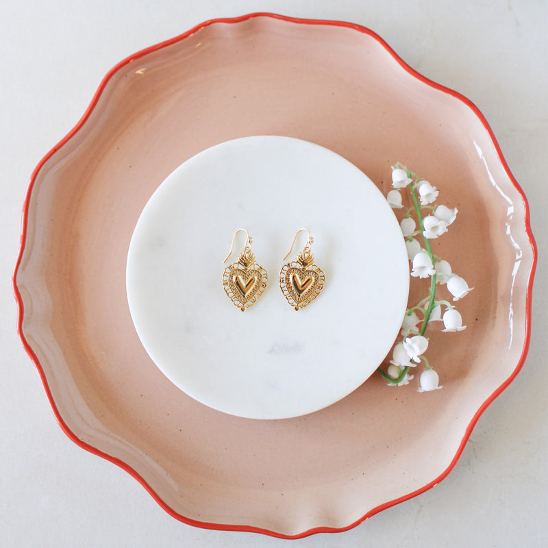 Flame of Love Sacred Heart Catholic Earrings - Shepherd Me Shop