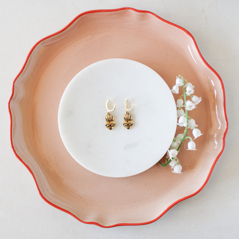 Corazon Sagrado (Sacred Heart) Huggie Hoops - Shepherd Me Shop