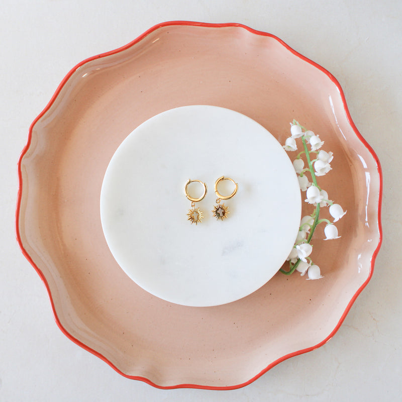 Monstrance Pearl Huggie Earrings: Gold - Shepherd Me Shop