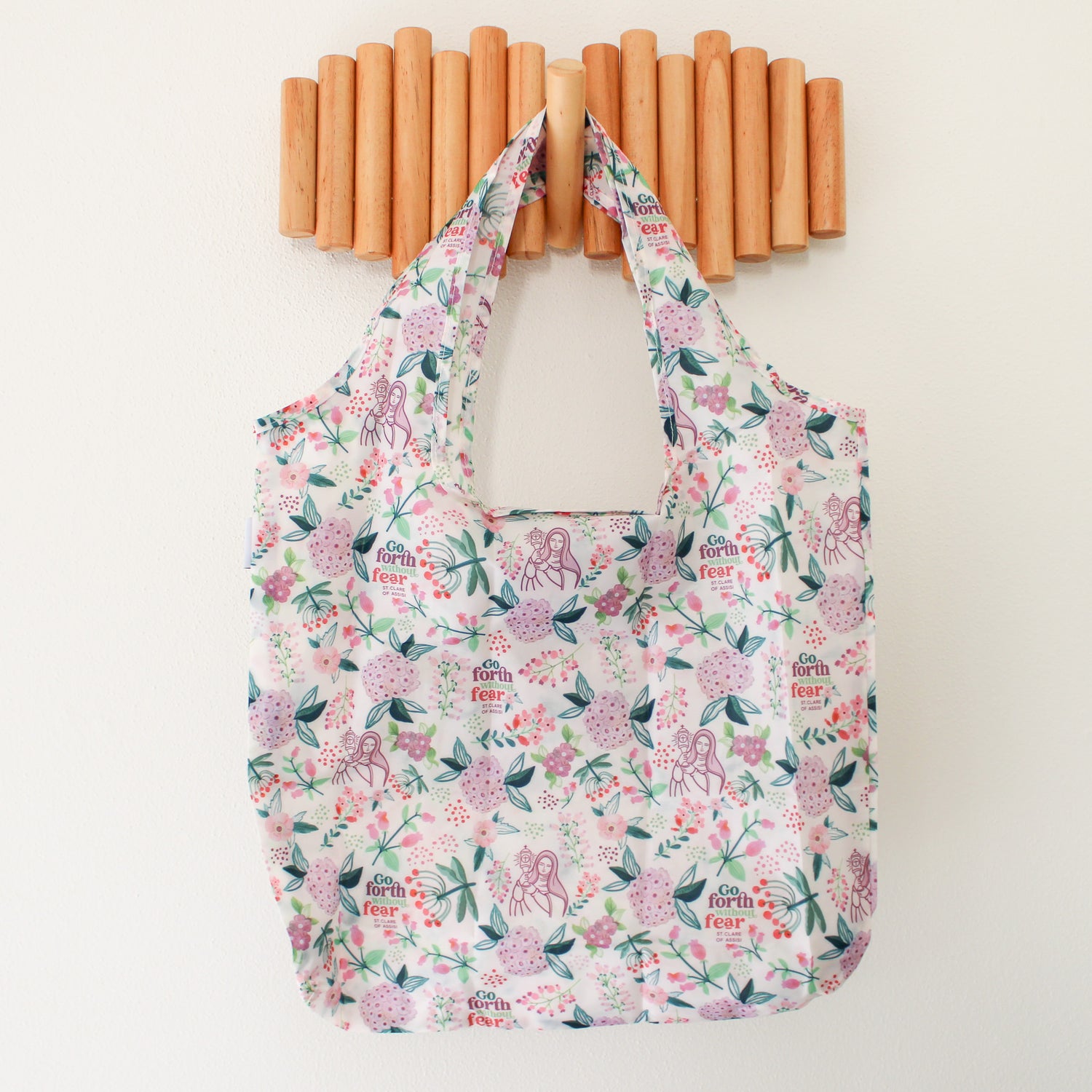 Catholic Grocery Tote: St. Clare of Assisi Reusable Shopping Bag