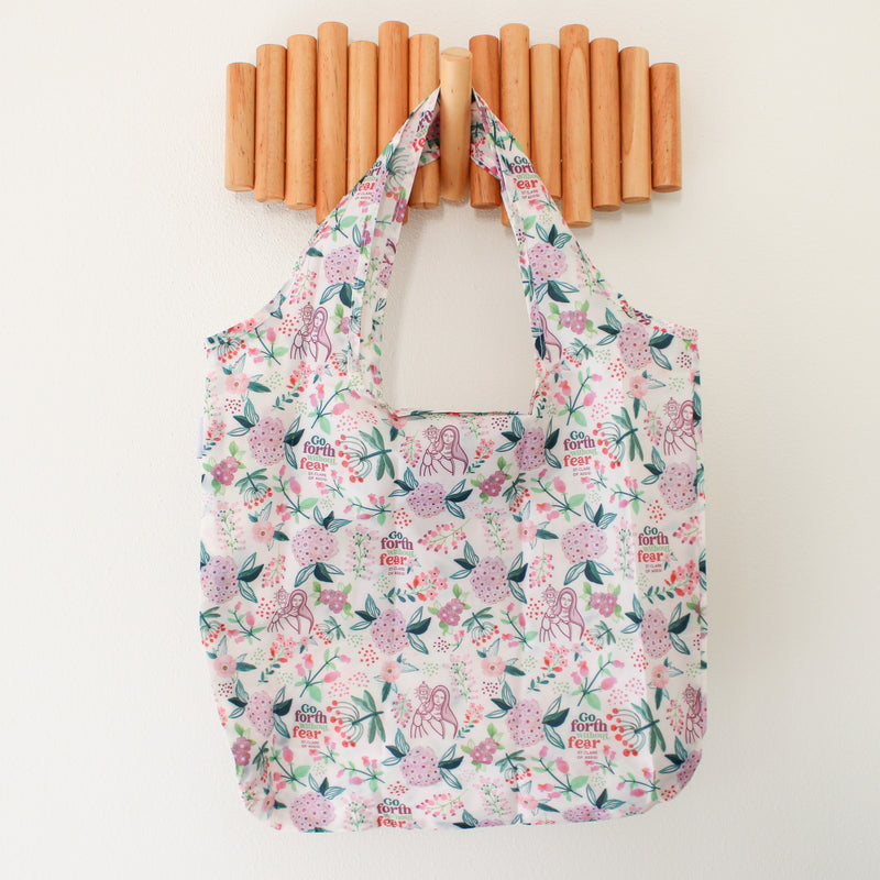 Catholic Grocery Tote: St. Clare of Assisi Reusable Shopping Bag - Shepherd Me Shop