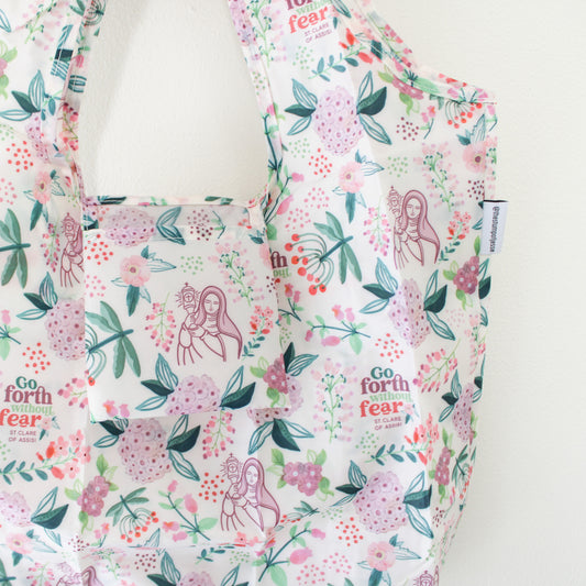 Catholic Grocery Tote: St. Clare of Assisi Reusable Shopping Bag