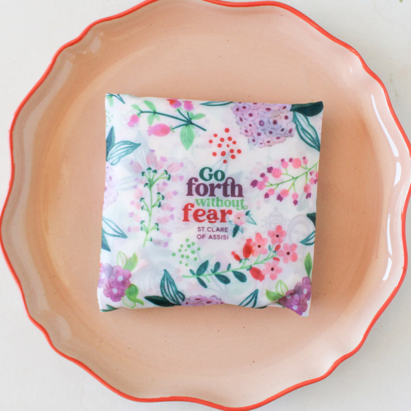 Catholic Grocery Tote: St. Clare of Assisi Reusable Shopping Bag - Shepherd Me Shop