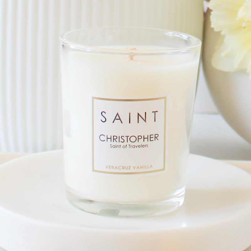 Saint Christopher Prayer Candle: Veracruz Vanilla - Shepherd Me Shop
