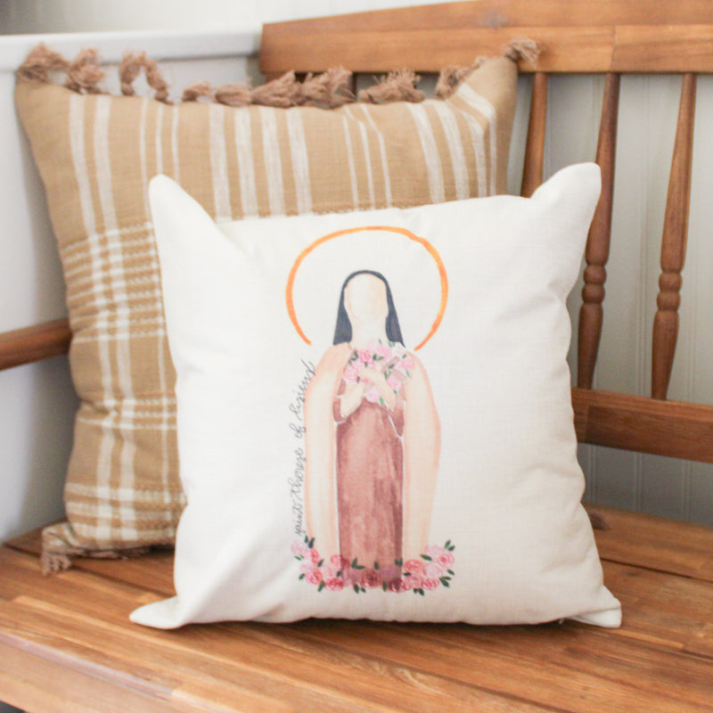 St. Thérèse of Lisieux Square Pillow - Shepherd Me Shop