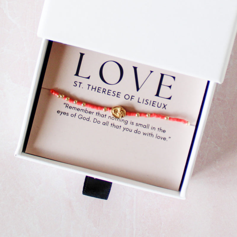 St. Therese of Lisieux Bracelet: Sunset Red - Shepherd Me Shop