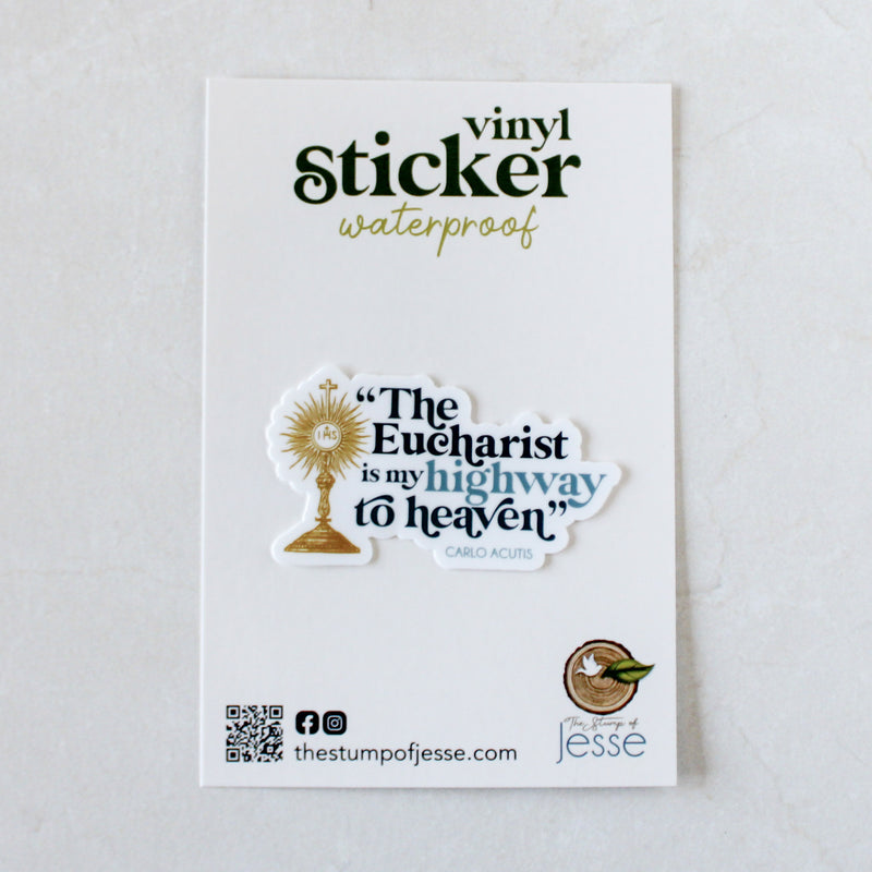 Carlo Acutis "The Eucharist: My Highway to Heaven" Vinyl Sticker - Shepherd Me Shop