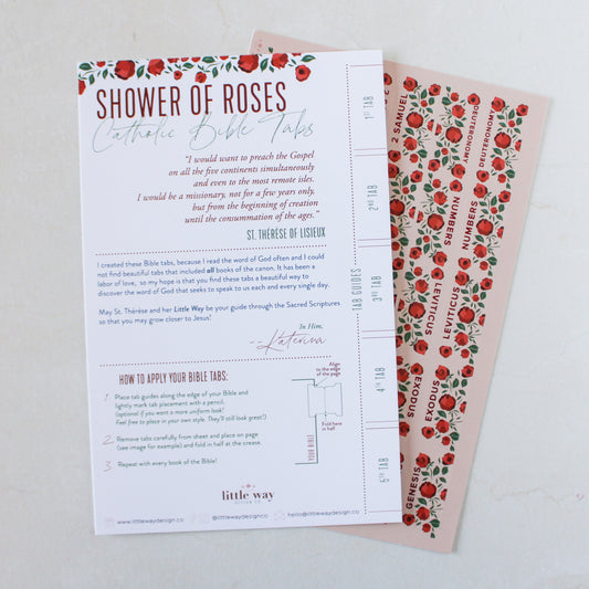 "Shower of Roses" Catholic Bible Tabs - Shepherd Me Shop