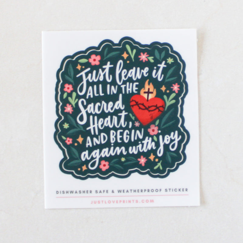 Sacred Heart Vinyl Sticker – Begin Again With Joy - Shepherd Me Shop