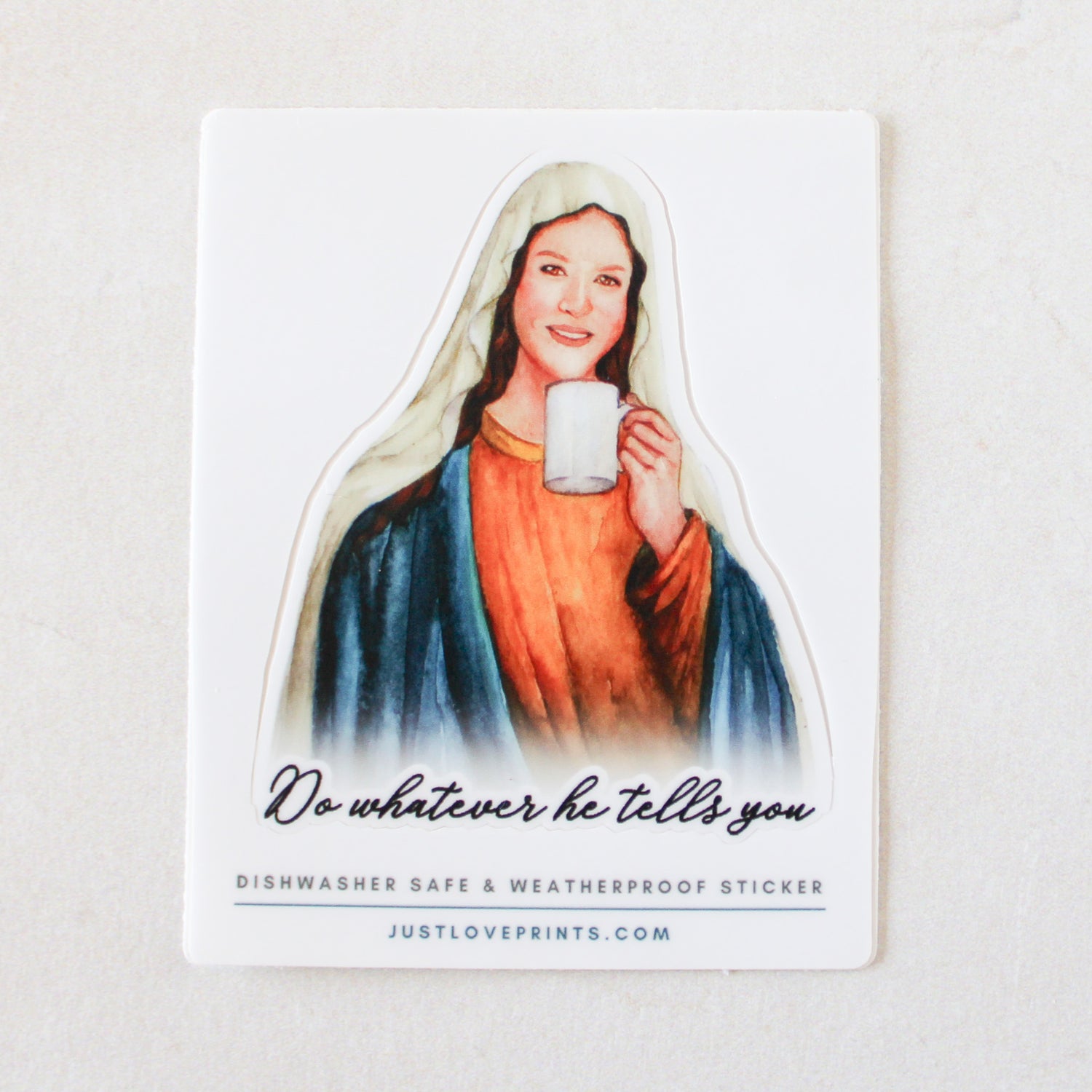 Mary "Sipping with the Saints" Sticker - Shepherd Me Shop
