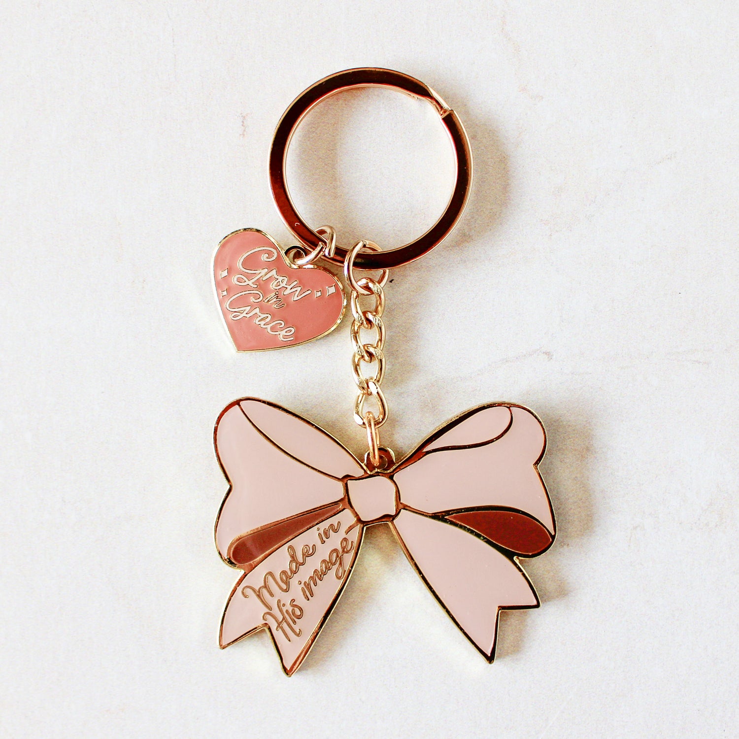 Made in His Image Bow Enamel Keychain