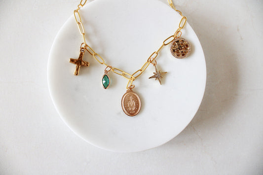 Catholic Wear Your Faith Charm Necklace – Gold Paperclip Chain