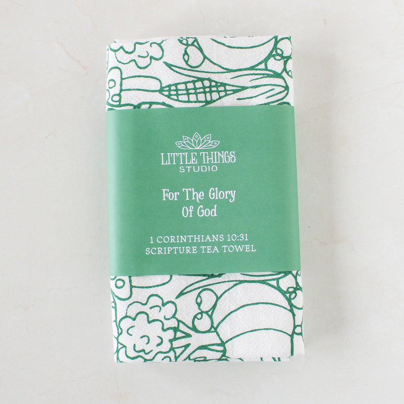 For the Glory of God Scripture Tea Towel