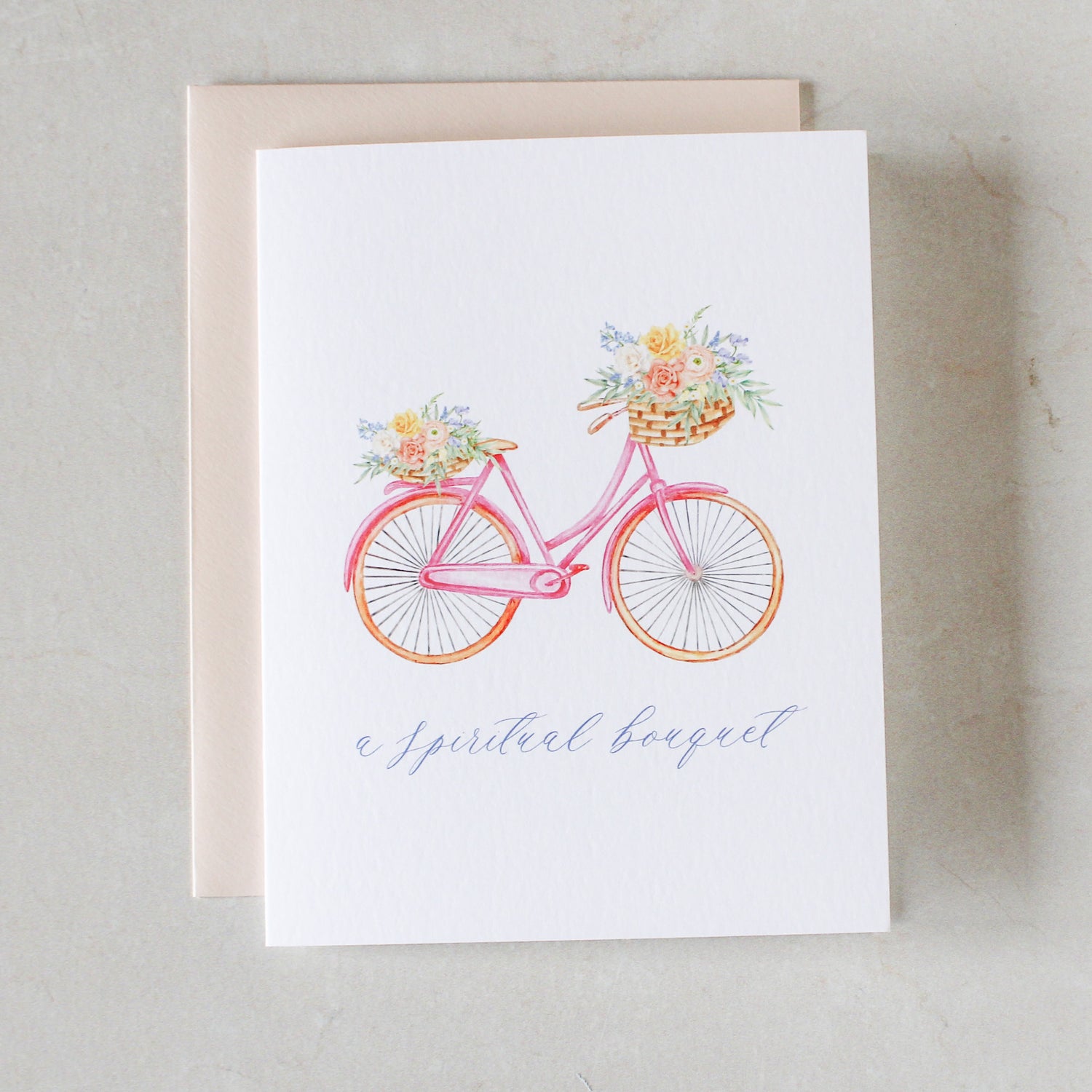 Spiritual Bouquet Greeting Card, Pink Bicycle Bouquet
