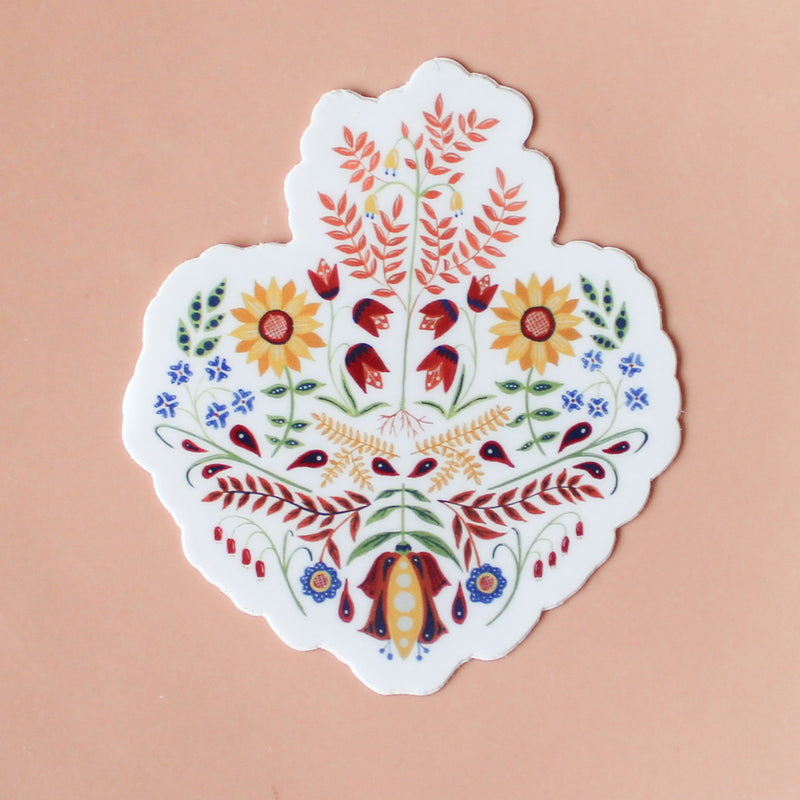 Folk Art Sacred Heart Vinyl Sticker