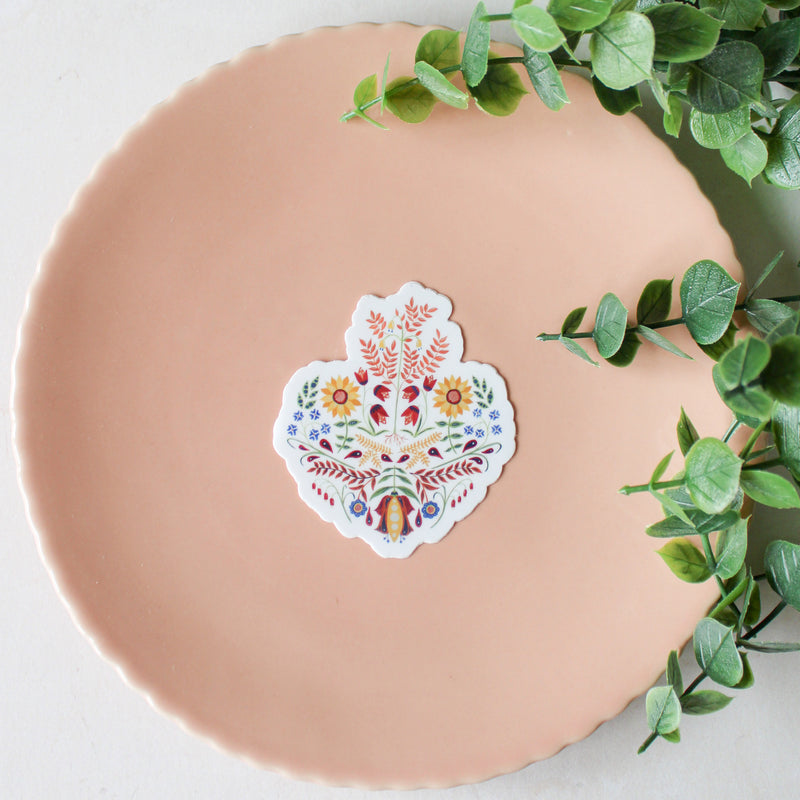 Folk Art Sacred Heart Vinyl Sticker