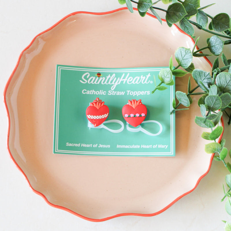 Catholic Straw Toppers: Holy Hearts (2 pack!)