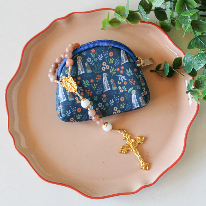 Our Lady of Lourdes Rosary Pouch
