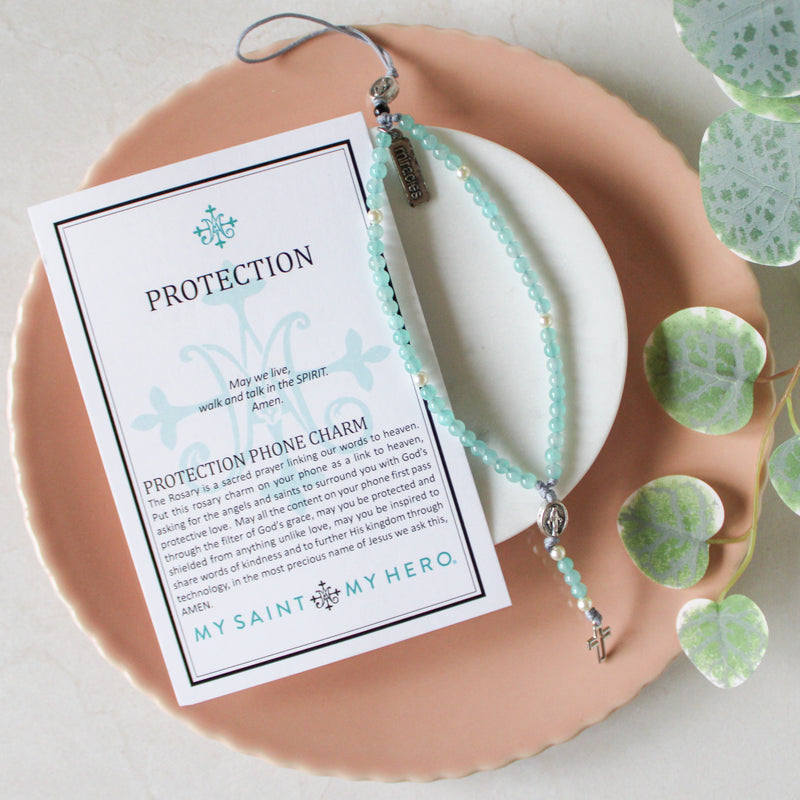 Rosary Phone Charm: Blue