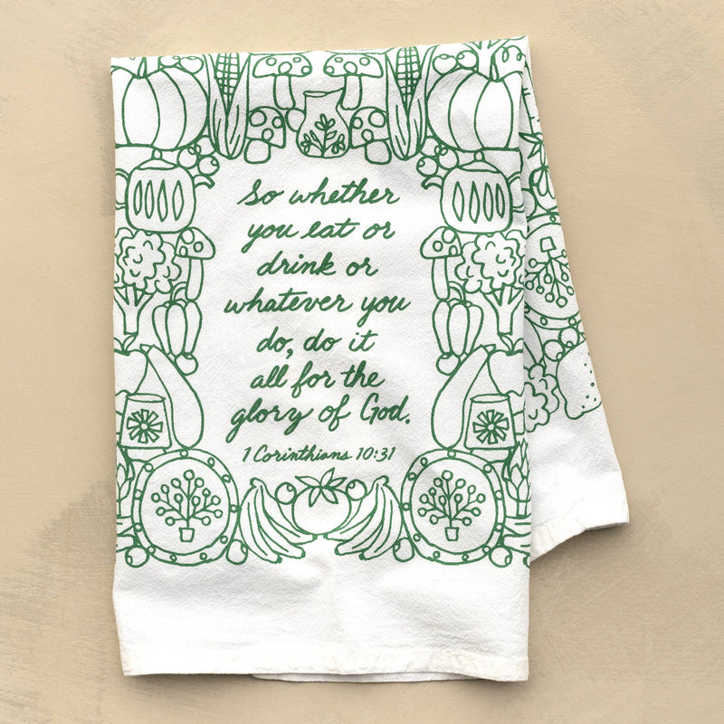 For the Glory of God Scripture Tea Towel