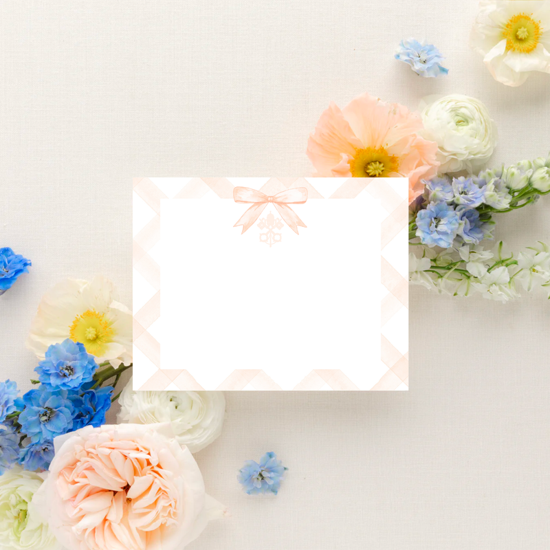 Catholic Church Crest with Ribbon, Stationery Set, Pack of 10: Pink - Shepherd Me Shop