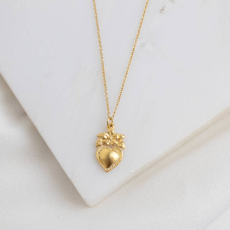 Sacred Heart Flower Necklace