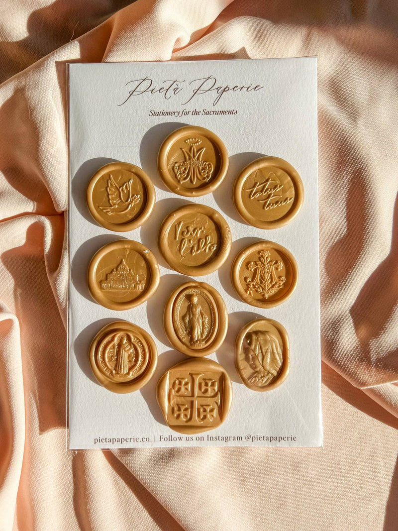 Catholic Wax Seals: Pack of 10 - Gold - Shepherd Me Shop