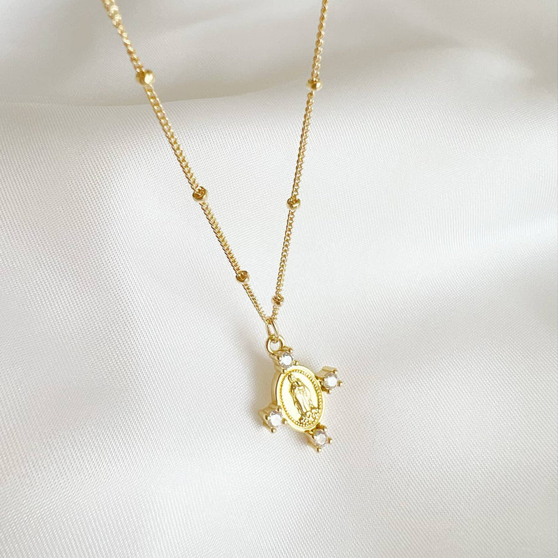 Camila Religious Cross Necklace Gold Filled