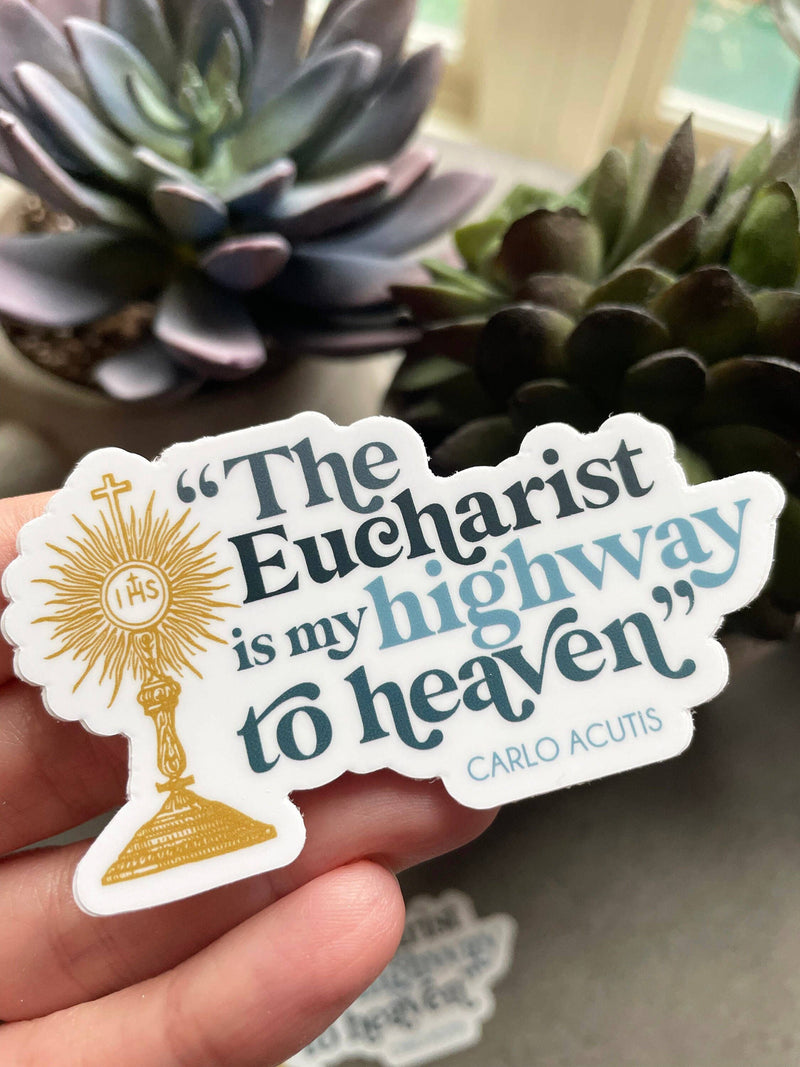 Carlo Acutis "The Eucharist: My Highway to Heaven" Vinyl Sticker - Shepherd Me Shop
