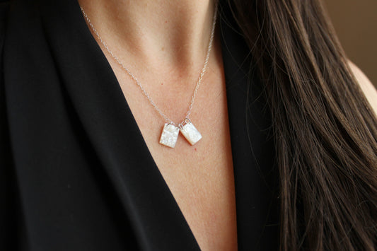 Mother of Pearl Scapular Necklace – Sterling Silver Marian Necklace