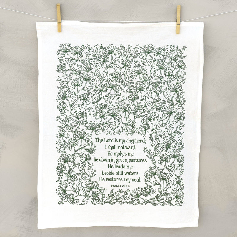 The Lord is My Shepherd Scripture Tea Towel