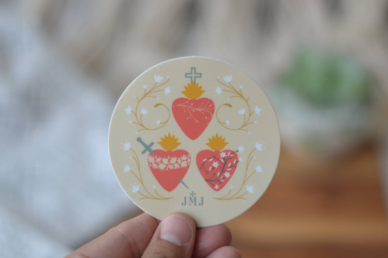 Holy Family Hearts Sticker - Shepherd Me Shop