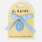 Miraculous Medal Blue Gingham Bow